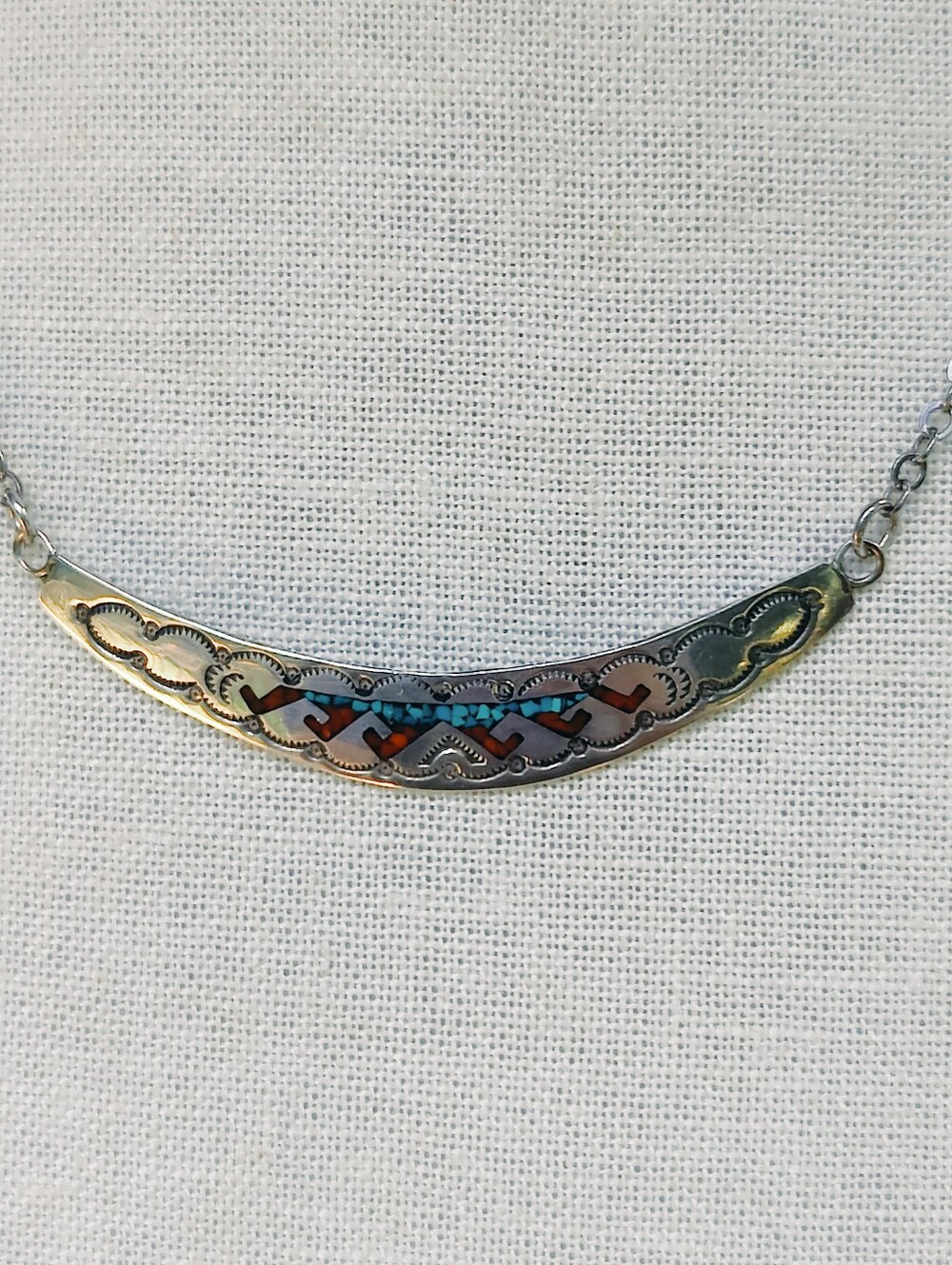 Vintage Sterling Navajo Nakai Necklace - Picture 14 of 15